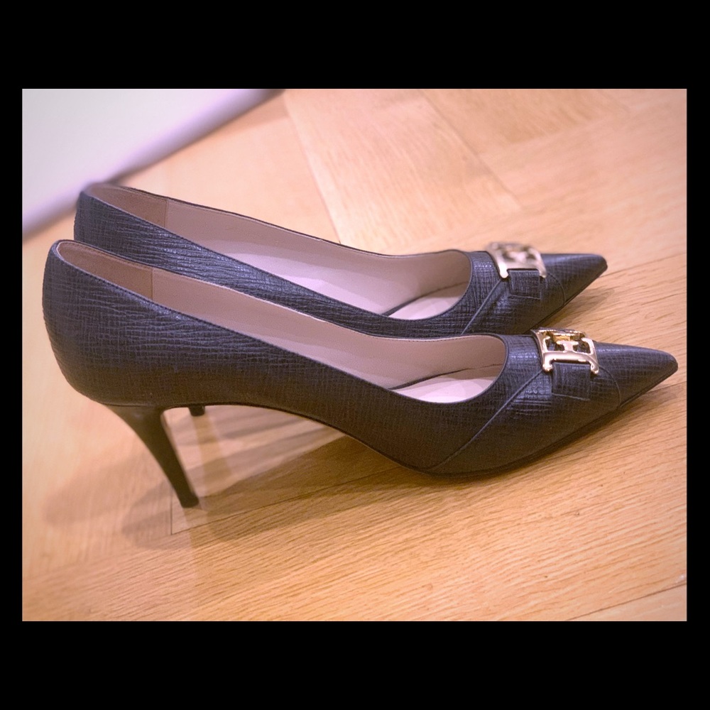 Escada Navy leather high heels